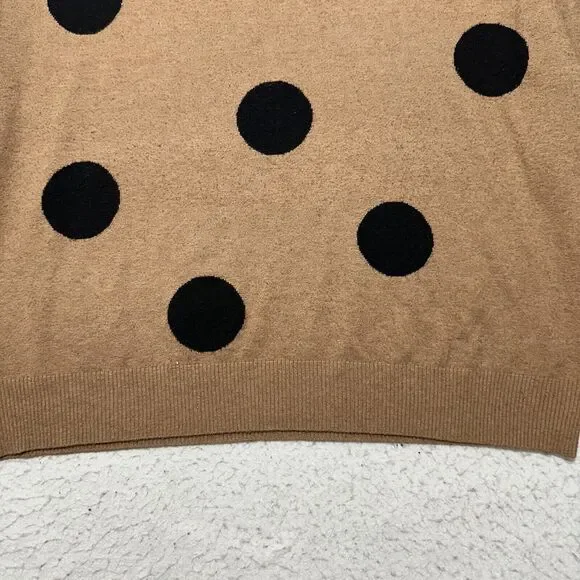 T Tahari Women's Large Long Sleeve Pullover Sweater Brown Black Polka Dot - Picture 5 of 12